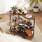 Industrial 3-Tier Bar Table with Wine Glass Holder and Storage Shelves